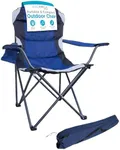 Internet's Best Padded Camping Folding Chair - Comfortable Outdoor Sports Chairs w/Cup Holder, Portable Carry Bag - for Beach, Park, Soccer, Baseball, Softball, Picnic, Adults - Navy Blue 1 - Pack