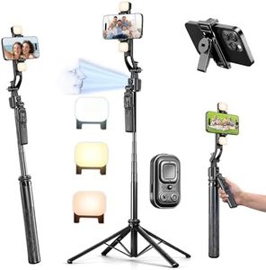 Auto Face Tracking Selfie Stick Tripod for iPhone with Light 360 Rotation That Follows Your Movement 63" Phone Camera Tripod Stand with Remote for Content Creator Vlog Live Stream Video Recording