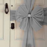 Oaktree UK Large Luxury Christmas Door Window Bow 4 Colours Xmas Baby Shower Wedding (Silver)