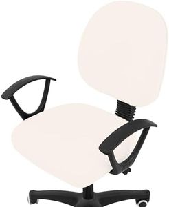 Smiry Stretch Jacquard Office Computer Chair Covers, Removable Washable Universal Desk Rotating Chair Slipcovers Protector, Seat + Backrest Cover, Ivory