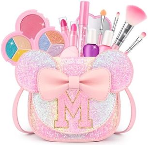 Kids Makeup Kit for Girls - 15 Pcs Real Washable Make Up Set - Non Toxic Toddlers Cosmetic with Letter Purse - Dress up Birthday Gifts for 3 4 5 6 7 8 Years Old Girls - Glitter Rainbow M