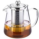 Glass Tea Pot with Infuser Stainless Steel Loose Tea and Blooming Tea - microwavable and Stove top Safe- Tea Strainer with Capacity 750ml 25 Qz1