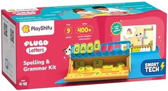 PlayShifu Educational Word Game-Plugo Letters Kit+App with 9 Learning Games, STEM Toy Gifts for Kids Age 4-8 Phonics, Spellings & Grammar 48 Alphabet Tiles Works with tabs/mobiles Packaging May Vary