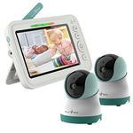 Heart of Tafiti Baby Monitor with Cameras and Audio, 5" 720P HD Quad View Split Screen, Pan-Tilt-Zoom Night Vision Cameras, No WiFi, VOX/Voice Activation, Long Battery Life, Nile 52.