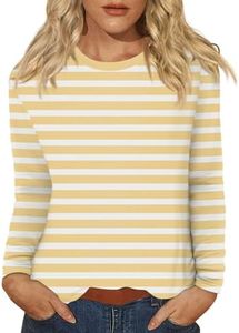 Womens Shirts Fall Oversized Striped - Long Sleeve Cerwneck Loose Fit Pullover 2025 Trendy Comfortable Office & Casual Wear