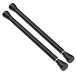 2PCS Black Spring Curtain Rods 18-28 Inch, Basement Window Curtains Rod 7/8" Diameter, Pressure Curtain Rod Small Curtain Tension Rods for Window