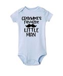 Baby Boy Grandpa's Favorite Little Man Onesie Romper (6 Months) Light Blue