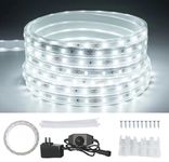 JUNWEN Waterproof LED Strip Lights 110V 720LEDS Daylight White 39ft/12m Rope Light Outdoor Indoor Plugin SMD 2835 Decorative 110V Flexible Tape Lighting Connectable Connector Fuse Holder