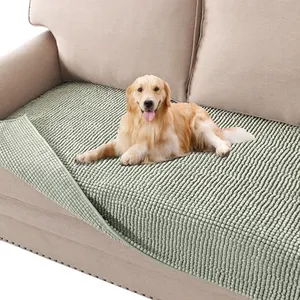 H.VERSAILTEX Plush Chenille Dog Bed Cover Thick Soft Sofa Cover for 3 Cushion Couch Anti Slip Couch Cover Furniture Protector for Dog, Pet, Cat (35" x 82", Sage)