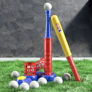 TEMI 2 in 1 Tee Ball Set for Kids 3-5|5-8, Kids Baseball Tee, T-Ball Set with 10 Balls, Step on Pitching Machine, Batting Tee, Outdoor Sport Toy Games for 3 4 5 6 7 8 Year Old Boys Kids Toddler