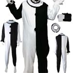 ACEOROWO Terrifier Cosplay Costume Clown Black White killer Outfit Terrifier Cosplay Jumpsuit Halloween With Mask