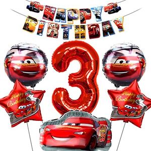 Car Decorazione di Compleanno Palloncino, Decorazioni Compleanno Bambini 3 Anni, Auto Decorazione Feste di Compleanno Auto Foil Balloons, per Bambini Decorazione di Festa di Compleanno