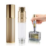 Fychuo Travel Perfume Atomiser Refillable, 5ml Portable Perfume Travel Bottle, Leakproof Mini Atomiser Perfume Spray Bottle for Handbag Elegant Dispenser for Women Men, Golden