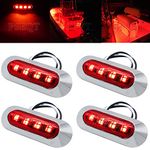 PSEQT 3.8'' Waterproof Boat Marine LED Lights Courtesy Interior Deck Light Navigation Transom Stern Cabin Lighting for Pontoon Fishing Boat Kayak Sailboat Bass Boat Vessel 12V 24V (Red 4Pcs)