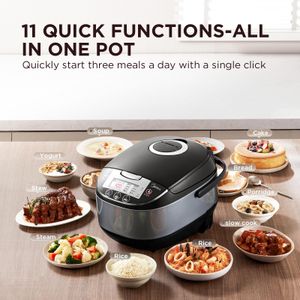 Midea 10-Cup Rice Cooker – Black, Non-Stick Pot