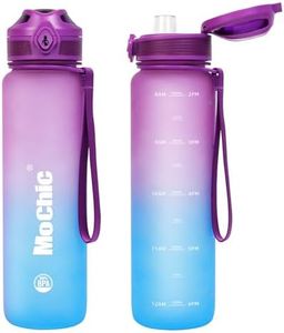 MOCHIC CUP Water Bottle, 32oz Motivational Sports Water Bottle with Time Marker - Tritan, BPA Free，Wide Mouth Leakproof for Women Men Gym Fitness Outdoor(1 Bottle)
