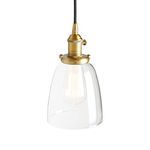 PathsOn Industrial Vintage Modern Edison Hanging Pendant Ceiling Light Fixture Loft Bar Kitchen Chandelier Decorative Lighting with Bell Clear Glass Light Shade E27 (Antique)