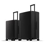 LEVEL8 Suitcase Set of 2, Carry-on Hand Luggage Elegance Matt Design 100% PC Trolley Case TSA Checked Luggage with 8 Spinner Wheels (Black, 2-Piece Set (40L/105L))