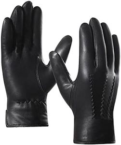 Harssidanzar Leather Gloves for Men,Winter Sheepskin Driving Riding Gloves Cashmere Lined, Black(100% Cashmere Lined, Upgrade), Large