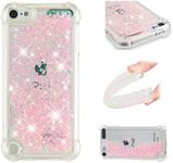 IMEIKONST Compatible with iPod Touch 7 Glitter Case, Liquid Sparkle Quicksand Clear Transparent Sequin Slim Girls Soft TPU Bumper Silicone Shockproof Cover for iPod Touch 6 / Touch 5. Star Pink YBW