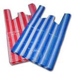 EPOSGEAR Candy Stripe Plastic Vest Carrier Shopping Bags (Medium - 10" x 15" x 18", Red/Blue Mix, 200)