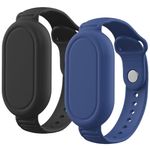 AGENTNANO 2 Pack Smart Tag 2 Bracelet Waterproof, Silicone Wristband Compatible with Samsung Galaxy SmartTag2 Holder Case, Smarttag 2 Full Cover Watch Band Hidden Accessories (Black+Blue)