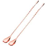 Cocktail Spoon, 12 Inches Stainless Steel Bar Spoon, 2 Pieces Cocktail Stirrer Drink Stirrers, Bartender Mixing Spoon Cocktail Stirrers, Cocktail Spoon Long Handle for Ice Cream Juice