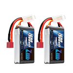 Zeee 2S 1500mAh Lipo Battery 7.4V 60C Soft Case RC Battery with Deans T Plug for FPV Drone Quadcopter Helicopter Airplane RC Boat Car RC Models(2 Pack)