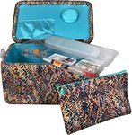 SINGER Large Premium Sewing Basket Multicolored Snake Print with Emergency Travel Sewing Kit & Matching Zipper Pouch