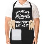 FYKZQWDS Bbq Aprons for Men, Adjustable Barbecue Cotton Aprons for Men, Novelty Funny Cooking Apron, Black Chef Apron, Christmas Gifts for Him, Men, Husband, Boyfriend, Son