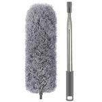 Feather Dusters for Cleaning, Sturdy Long Handled Duster with Extension Pole 100 inches Feather Duster Retractable Microfiber Dusters for Ceiling Fans, High Shelves, Furniture, Car Interiors