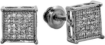 Dazzlingrock Collection 0.15 Carat (ctw) Round White Diamond 5.50mm Hip Hop Iced Studs in Black Plated Sterling Silver, Screw Back, Unisex Design Ladies, Mens Real Diamond Earrings