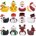 THE TWIDDLERS - 12 Christmas Rubber Ducks Bath Toys, Assorted Festive Design & Vibrant Colours - Santa, Snowman, Rudolph, Party Favours Gifts, Xmas Stocking Fillers for Babies, Kids, Children