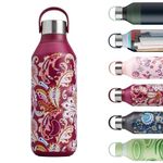 Chilly's Series 2 Water Bottle - Stainless Steel Thermal Bottles with Double Wall Vacuum, Soft Collar & Carry Loop - Liberty - Concerto Feather, 500ml