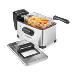 Emperial 3L Deep Fat Fryer Stainless Steel with Viewing Window and Safety Cut Out, Non-Slip, Easy Clean and Adjustable Temperature Control, 2kW, 2000 W, 3 liters, Silver