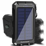 Solar Charger 20000mAh, Solar Power Bank Waterproof Portable Solar Phone Chargers Compatible with All Smartphone External Battery Pack with Dual 2 USB Port/LED Flashlights for Outdoor Camping(Blue)