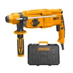 Ingco Rotary Hammer, 800W, 1100Rpm, 4000Bpm, 2.5J, Sds Plus Chuck, Masonry Corded Rotary Hammer Power Rotary Hammer With 3 Drills, 2 Chisels, 1 Set Extra Carbon Brushes - Black