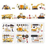 12 Sheets Construction Truck Stickers Kits, DIY Engineering Vehicles Car Stickers Make Your Own Construction Stickers Fire Trucks Digger Excavator Construction Theme Party Favors for Boys Girls(Engineering vehicle-6X2)