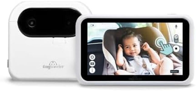 Tiny Traveler Baby Monitor - Tiny Wireless Basic Kit (TT002PBW) with Power Bank - Wireless Baby Car Monitor Camera, 8 Hours Power Bank, Night Vision, Video Record & Share, 5" Touchscreen LCD - White