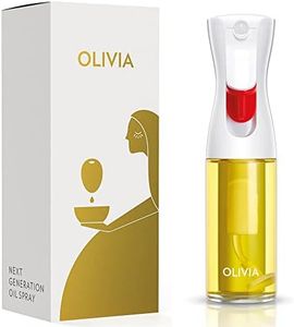 FLAIROSOL OLIVIA. The Original, Advanced Oil Sprayer for Cooking, Salad Dressings and More, Continuous Spray with Portion Control, Trusted by Professional Chefs. Patented Design and Technology. (Glass Bottle, White Print) 130ml/4.4 oz