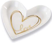 Kate Aspen Shaped Love Ceramic Gold Foil Wedding Trinket Dish, Medium, Heart Medium