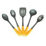 Deiss PRO 5-Piece Nylon Utensil Set — Soup Ladle, Slotted Turner, Spaghetti Server, Serving Spoon, Slotted Serving Spoon — Safe for Non-Stick Kitchen Utensils Set