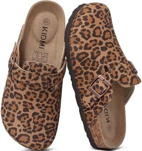 KIDMI Genuine Suede Clogs for Women Men Cork Footbed Mules Potato Shoes