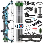 SHARROW Archery Compound Bow Kit 30-55lbs Adjustable Adult Hunting Compound Bow and Arrows Set with All Accessories for Outdoor Shooting Right/Left Hand Avaliable (Right Hand, Blue)