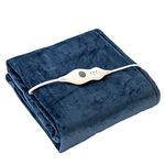 Tefici Electric Heated Blanket Twin,Super Cozy Soft 2-Layer Flannel 62" x 84" Heated Twin Size with 3 Fast Heating Levels & 8 Hours Auto Off, Machine Washable, ETL&FCC Certified, Home Office Use, Blue