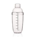 FEOOWV Plastic Cocktail Shaker,Drink Mixer Hand Shaker Cup with Scales,Transparent (24 oz / 700cc)