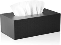 JiaWei Tissue Box Cover Rectangular, Black Facial Tissue Box Cover Car Tissue Box Napkin Dispenser for Bedroom, Office and Bathroom