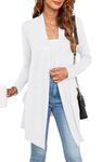 Veryoung Long White Cardigan for Women with Pockets Lightweight Fall Cardigan Duster Long Sleeve Open Front Top Dressy Casual Business Work Thin Sweater,M
