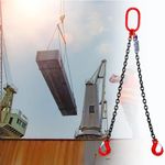 3 Ton 5/16“ x 3.28FT Chain Sling Lifts 6600LBS WLL with Double Leg w/Self-Locking Hook G80 Alloy Steel Double Leg Chain Sling with Standard Marking (6600LBS 3.28FT)