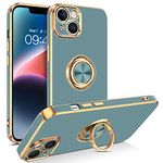 VENINGO for iPhone 14 Case, Phone Case for iPhone 14, Cute Slim with 360° Ring Holder Kickstand Magnetic Car Mount Supported Soft TPU Drop Shockproof Protective Cover for iPhone 14 6.1 inch, Blue Grey